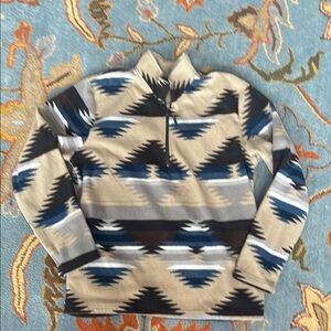 Roper Wear the West Beige and Blue Patterned Sweater Large
